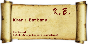 Khern Barbara névjegykártya